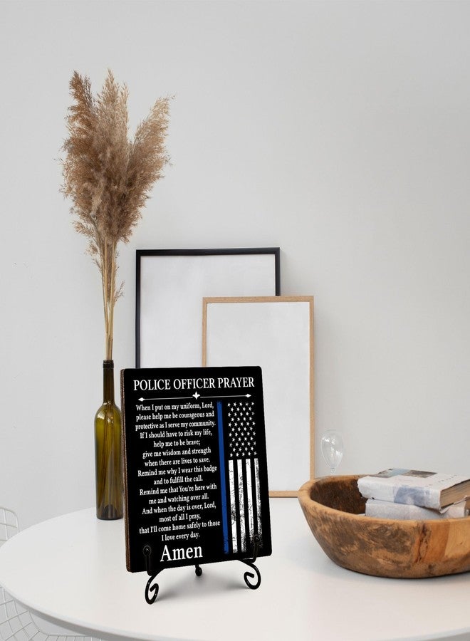 SIXEIGHT Police Officer Gifts for Men Women, Prayer for Policeman Wooden Sign with Stand, Thank You Gifts for Police Officer Law Enforcement Cop, Retirement Graduation Christmas Gift, 5"x5"-C02 - Image 5